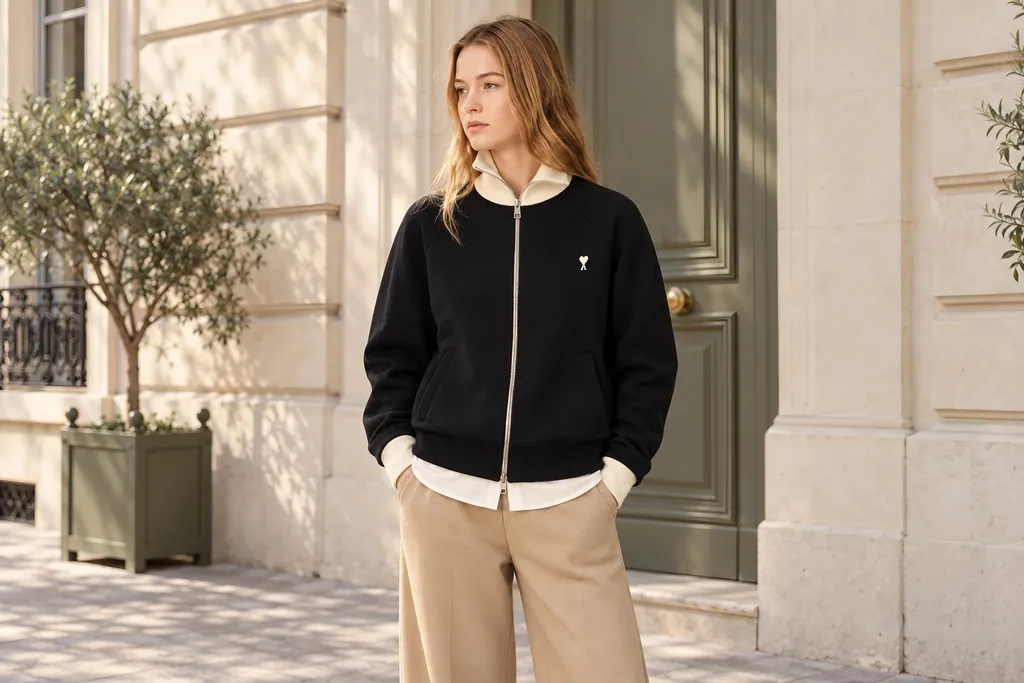 Chaqueta AMI Paris negra y blanco roto