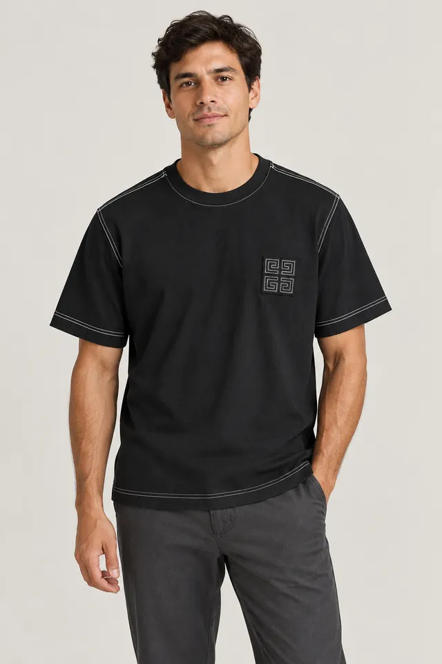 T-shirt à logo blanc Givenchy noir, Porté de face