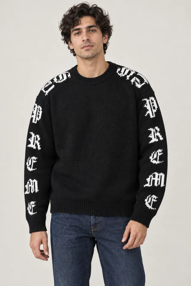 Pull en maille Supreme, Porté de face