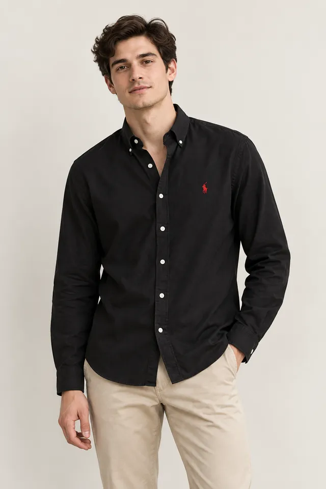 Chemise Ralph Lauren à cavalier brodé, Porté de face