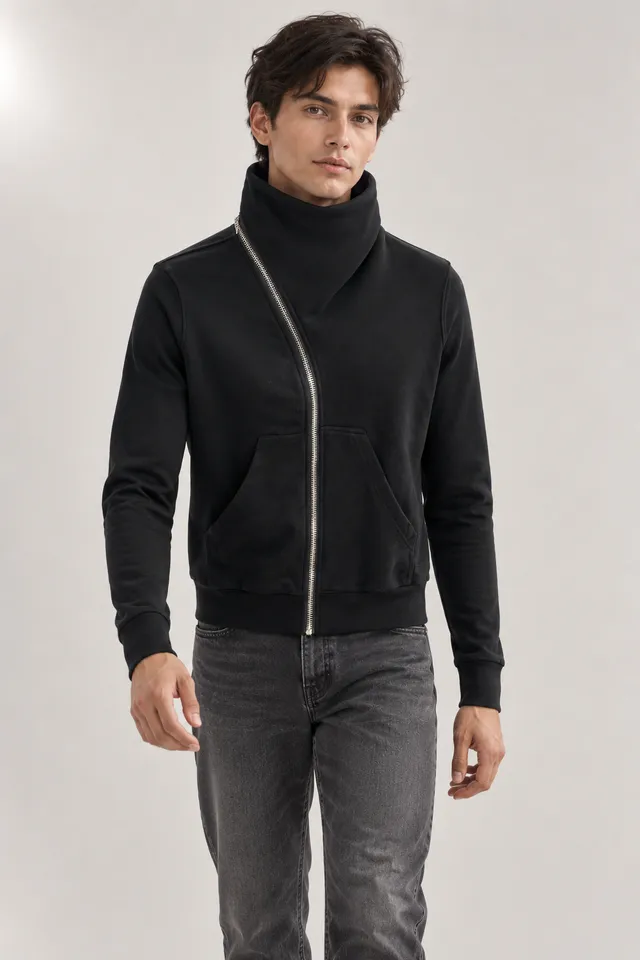Veste Rick Owens noire, Porté de face