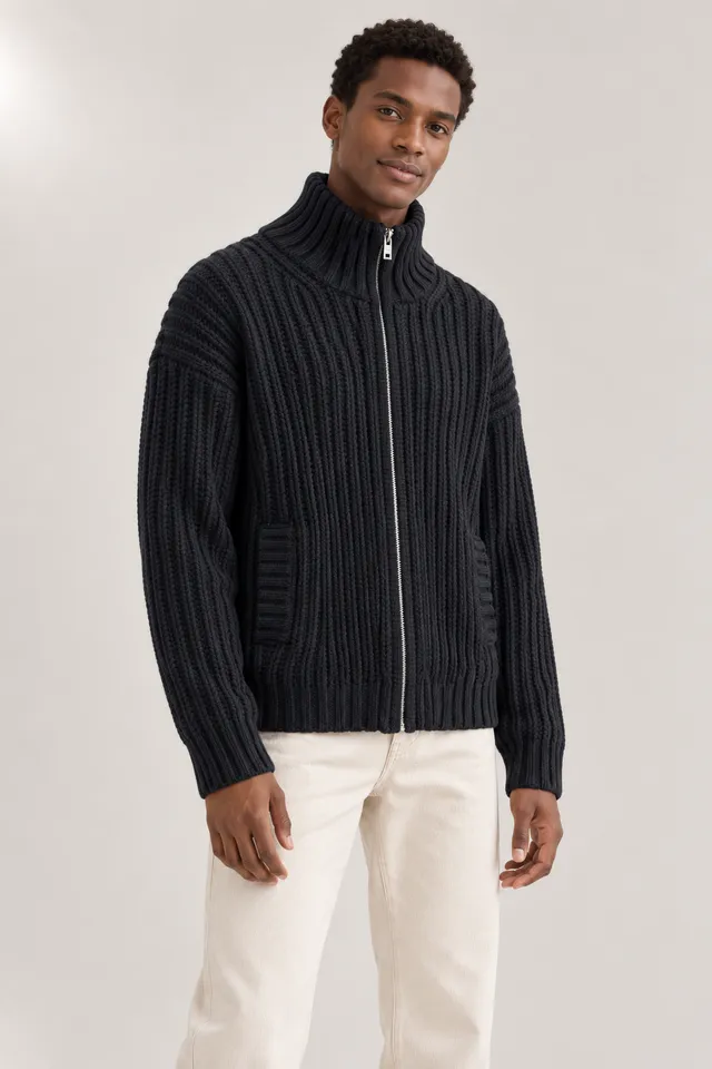 Pull en maille Acne Studios à rayures noir, Porté de face