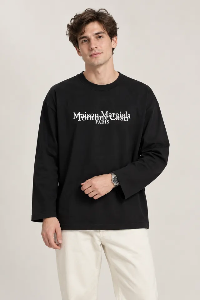 T-shirt à manches longues Maison Margiela à inscription PARIS, Porté de face
