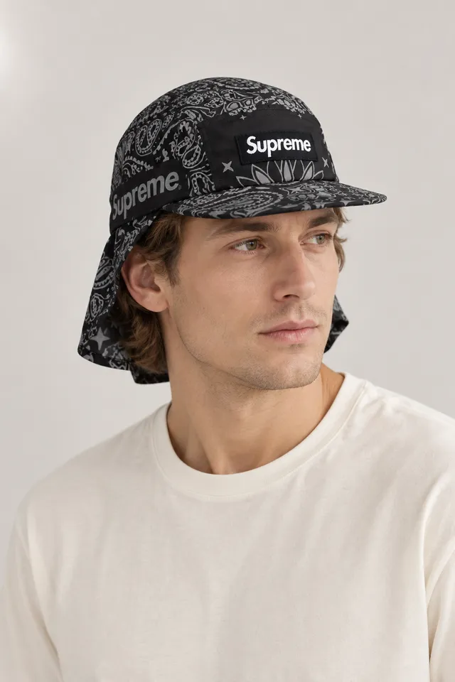 Casquette Supreme Camp noire, Porté de face
