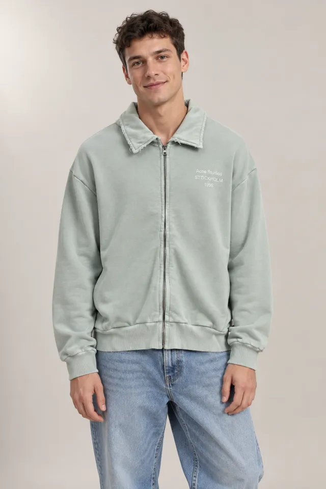 Veste Acne Studios à inscription STOCKHOLM 1996 verte, Porté de face