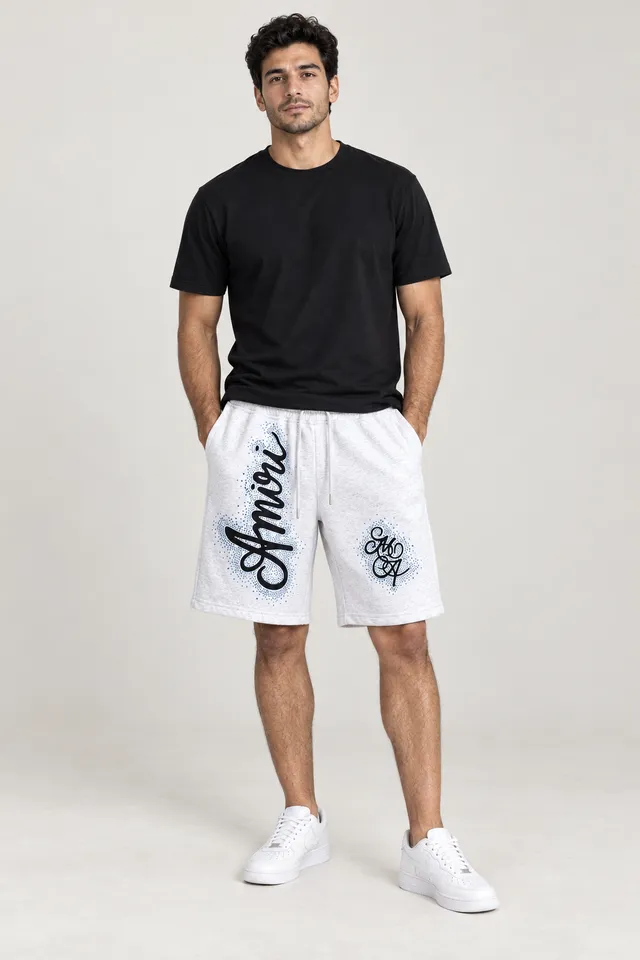 Short Amiri, Porté de face