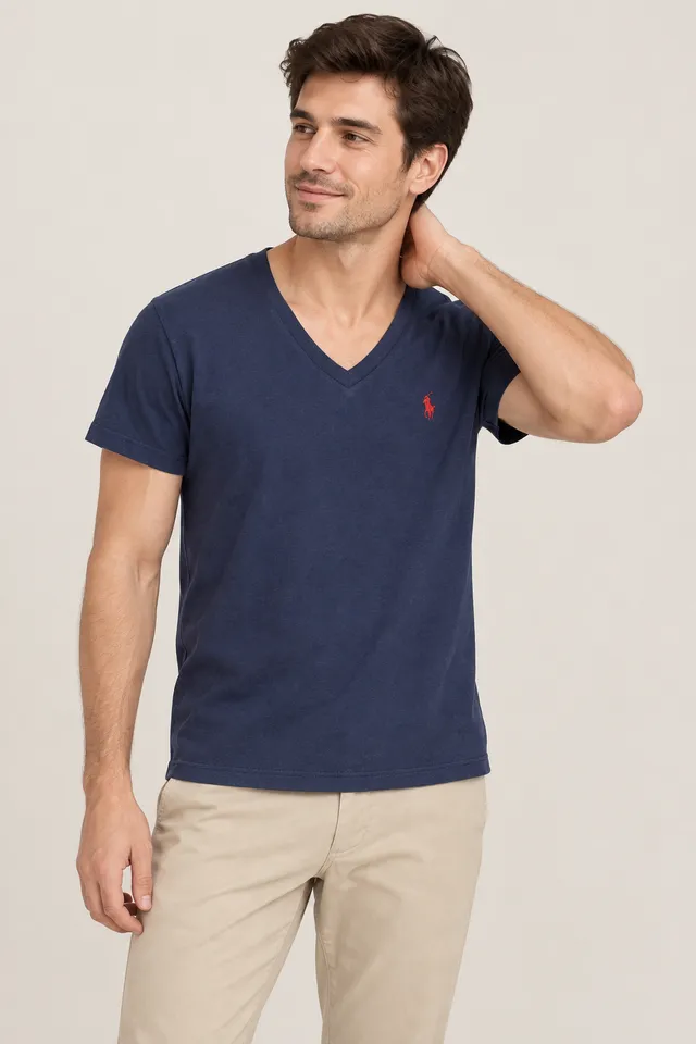 T-shirt Ralph Lauren bleu, Porté de face