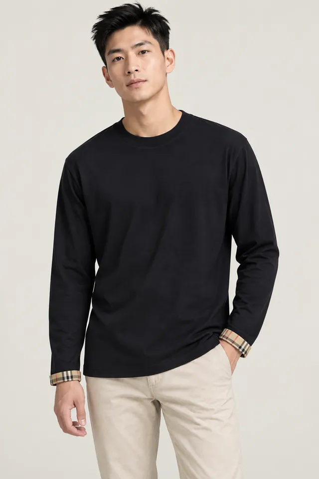T-shirt à manches longues Burberry noir-noir, Porté de face