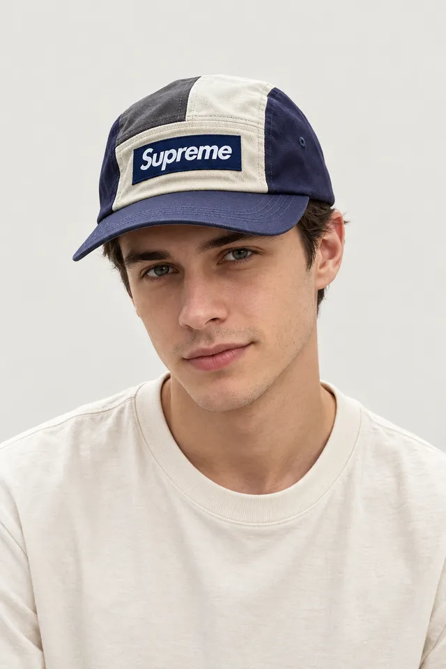 Casquette Supreme Camp à panneaux contrastés, Porté de face