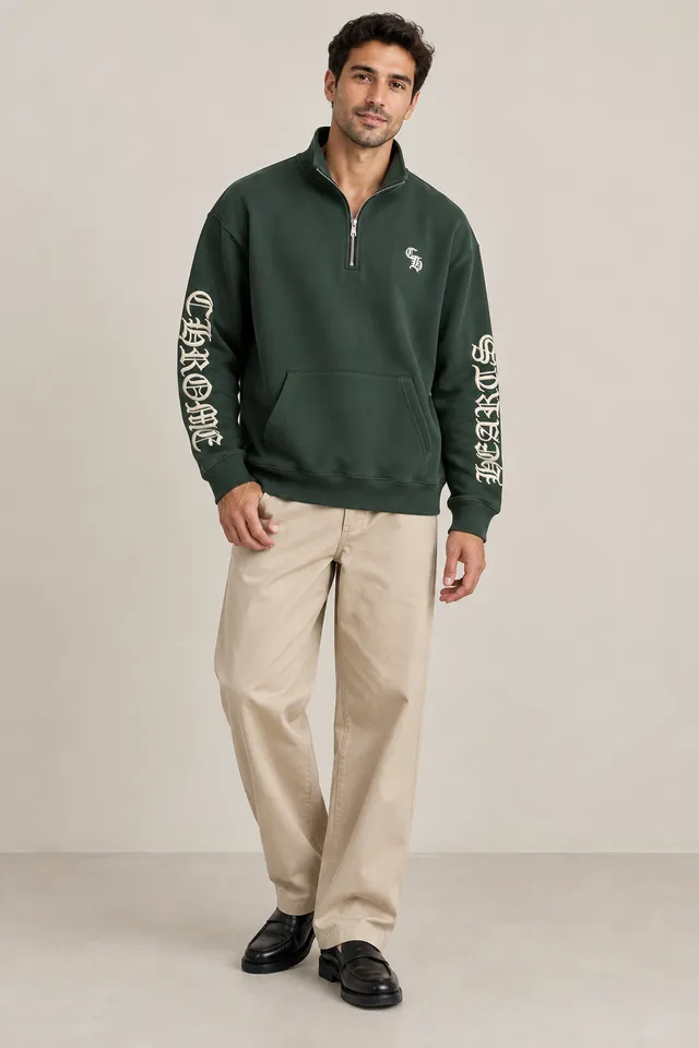 Sweat zippé Chrome Hearts vert, Porté de face
