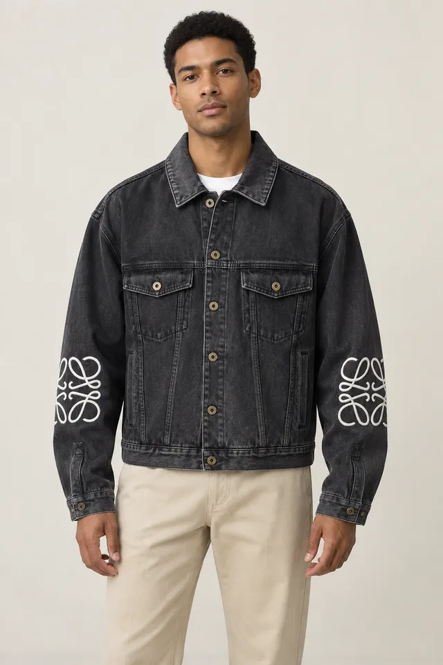 Veste Loewe noire et blanche, Porté de face