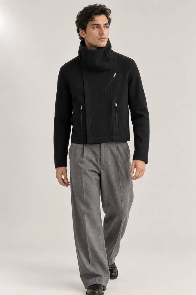 Veste Rick Owens à poche poitrine noire, Porté de face