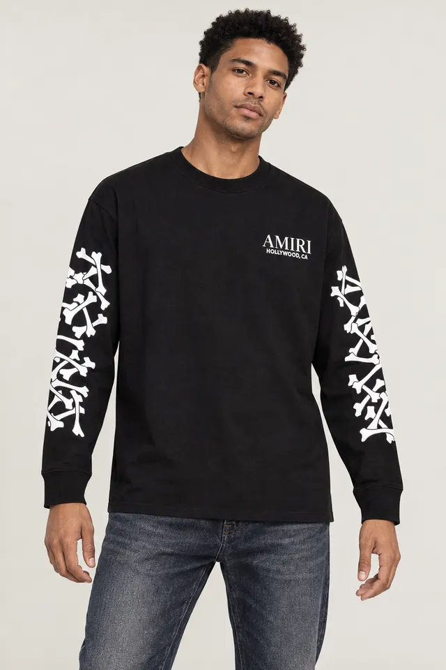 T-shirt à manches longues Amiri noir et blanc, Porté de face