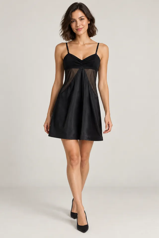 Robe sans manches Rick Owens à col montant noire, Porté de face