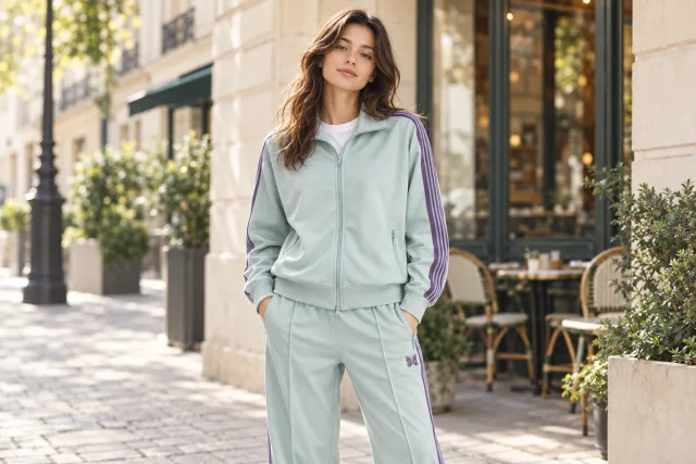 Ensembles — Ensemble, vert porté dans une rue parisienne de quartier