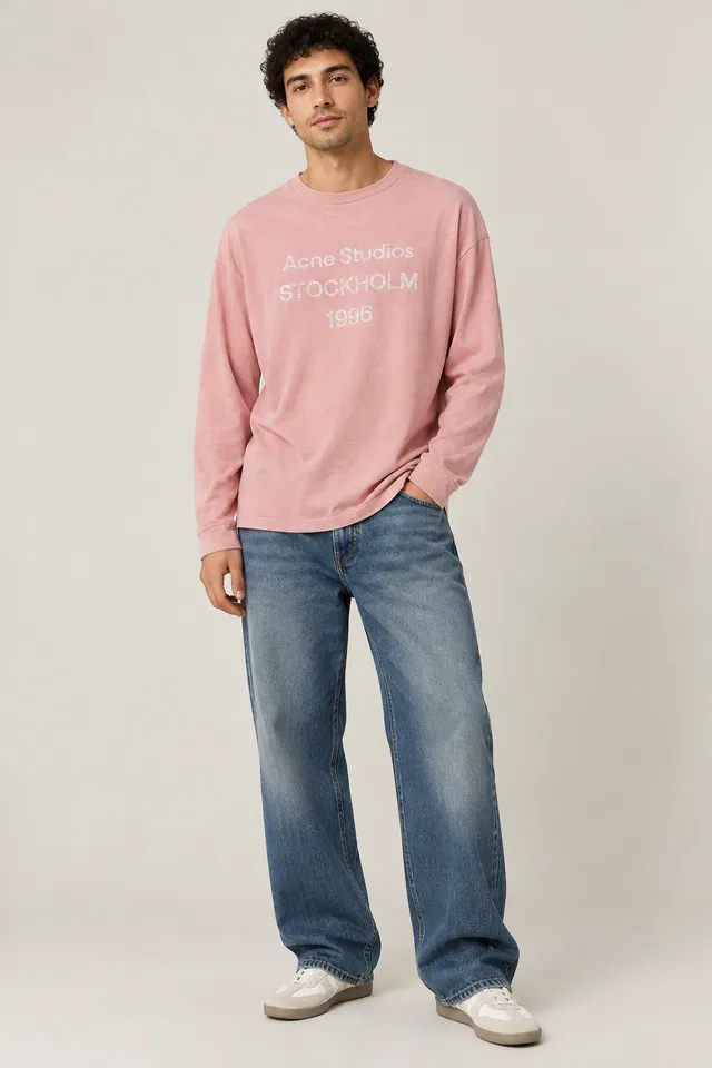 T-shirt Acne Studios rose à manches longues STOCKHOLM 1996, Porté de face