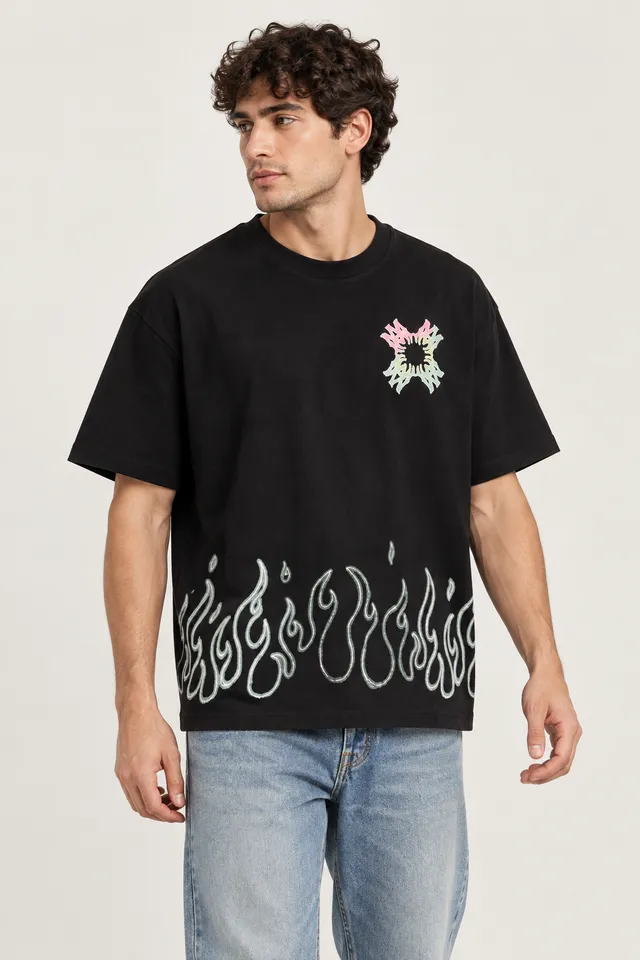 T-shirt Amiri MA QUAD FLAMES, Porté de face