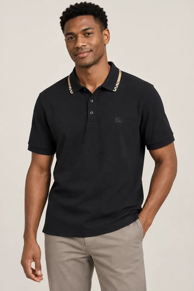 Polo Burberry noir et blanc, Porté de face