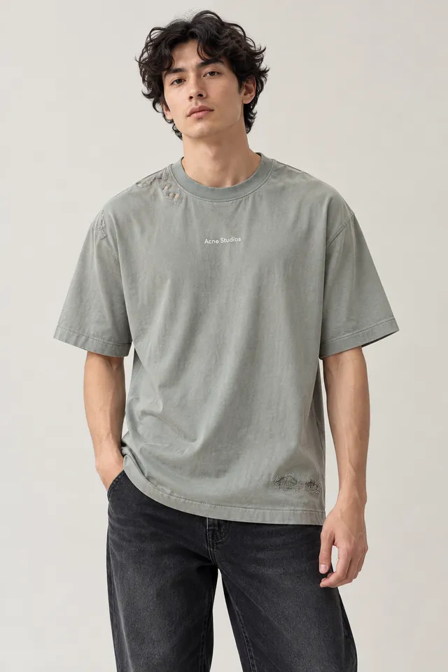 T-shirt Acne Studios zippé gris, Porté de face